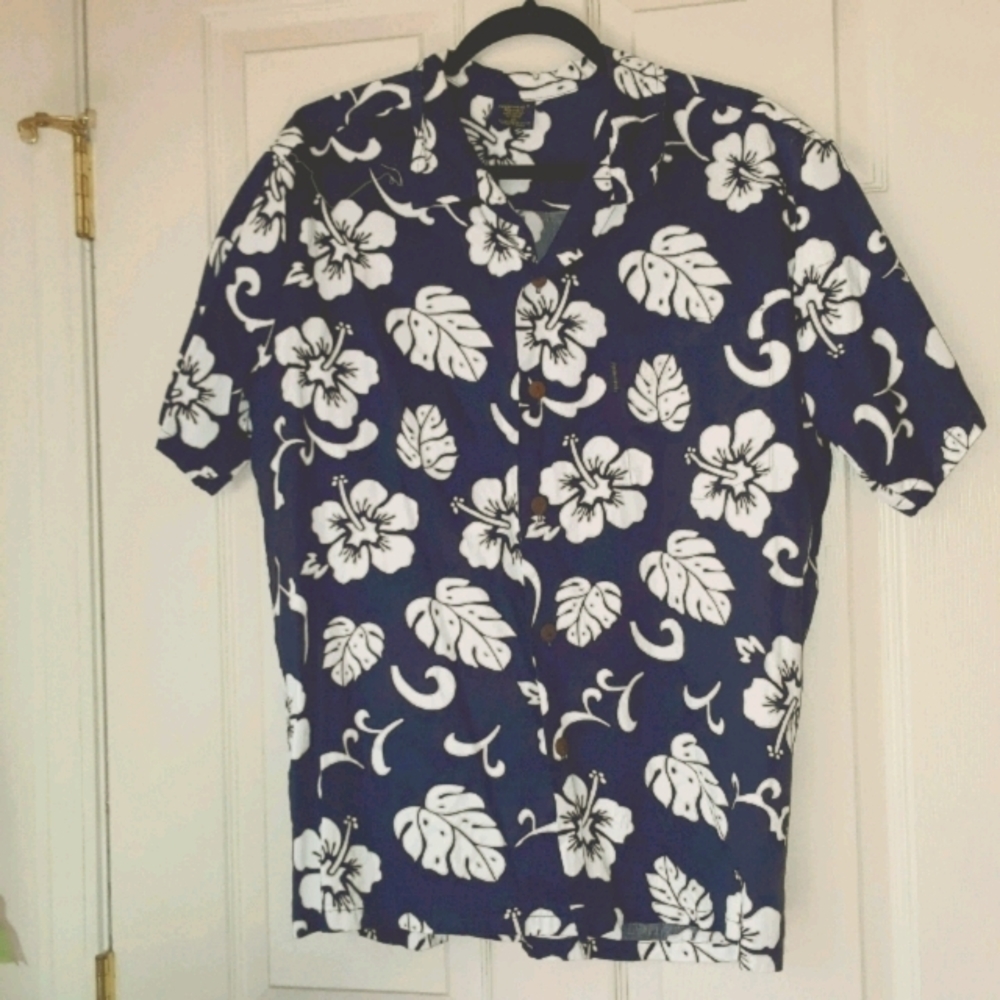 Mens Palm Wave Hawaiian Shirt  (XL)